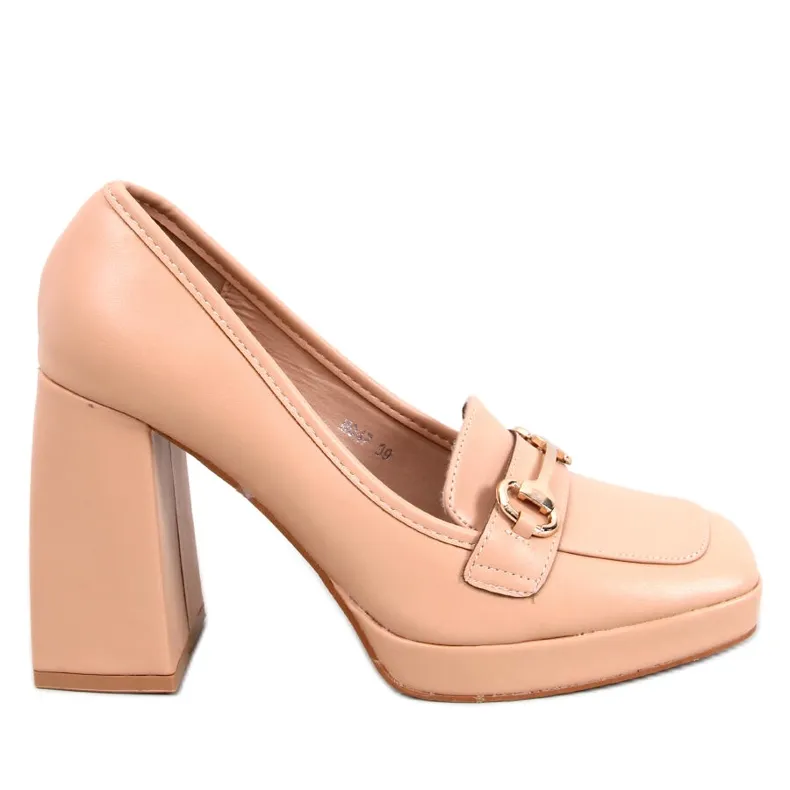 Albers Mocassins nude à talon beige