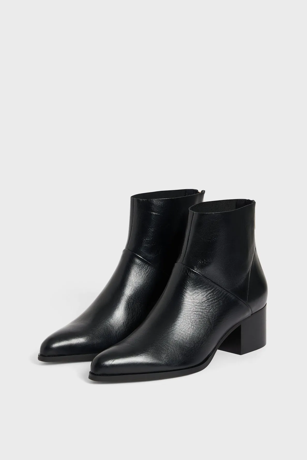 Boots noires à talon en cuir - AXEL