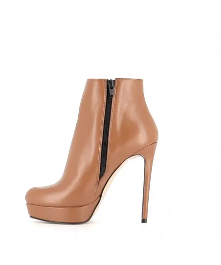 BOTTINE OPHELIE CUIR COGNAC TALON AIGUILLE