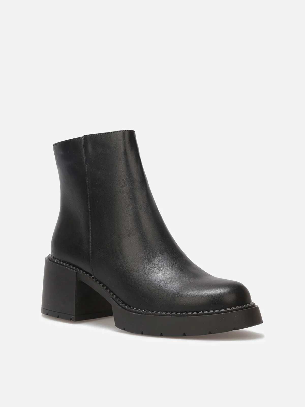 Bottines à talon et semelle crantés- Noir