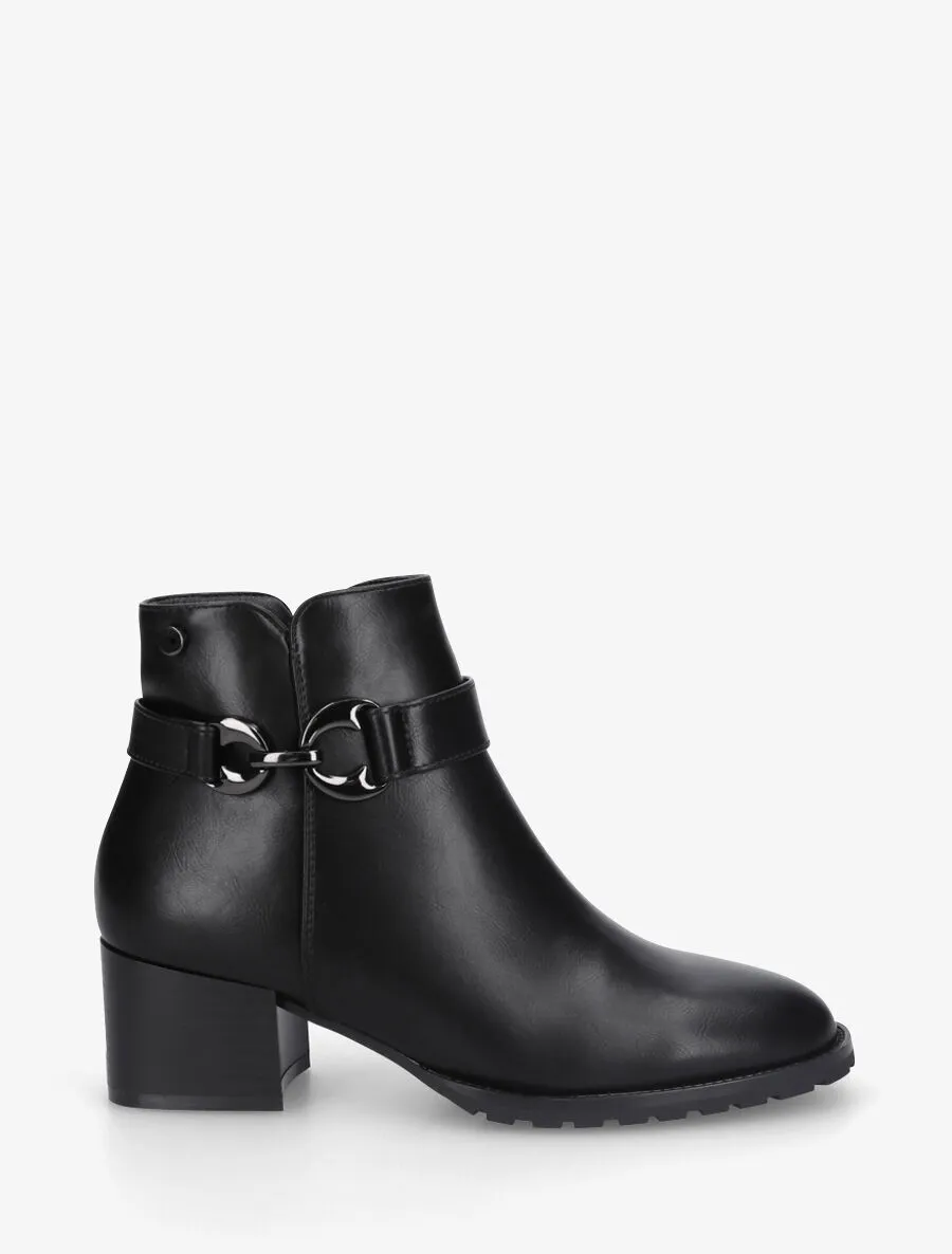 Bottines en simili à talon et boucle - Noir