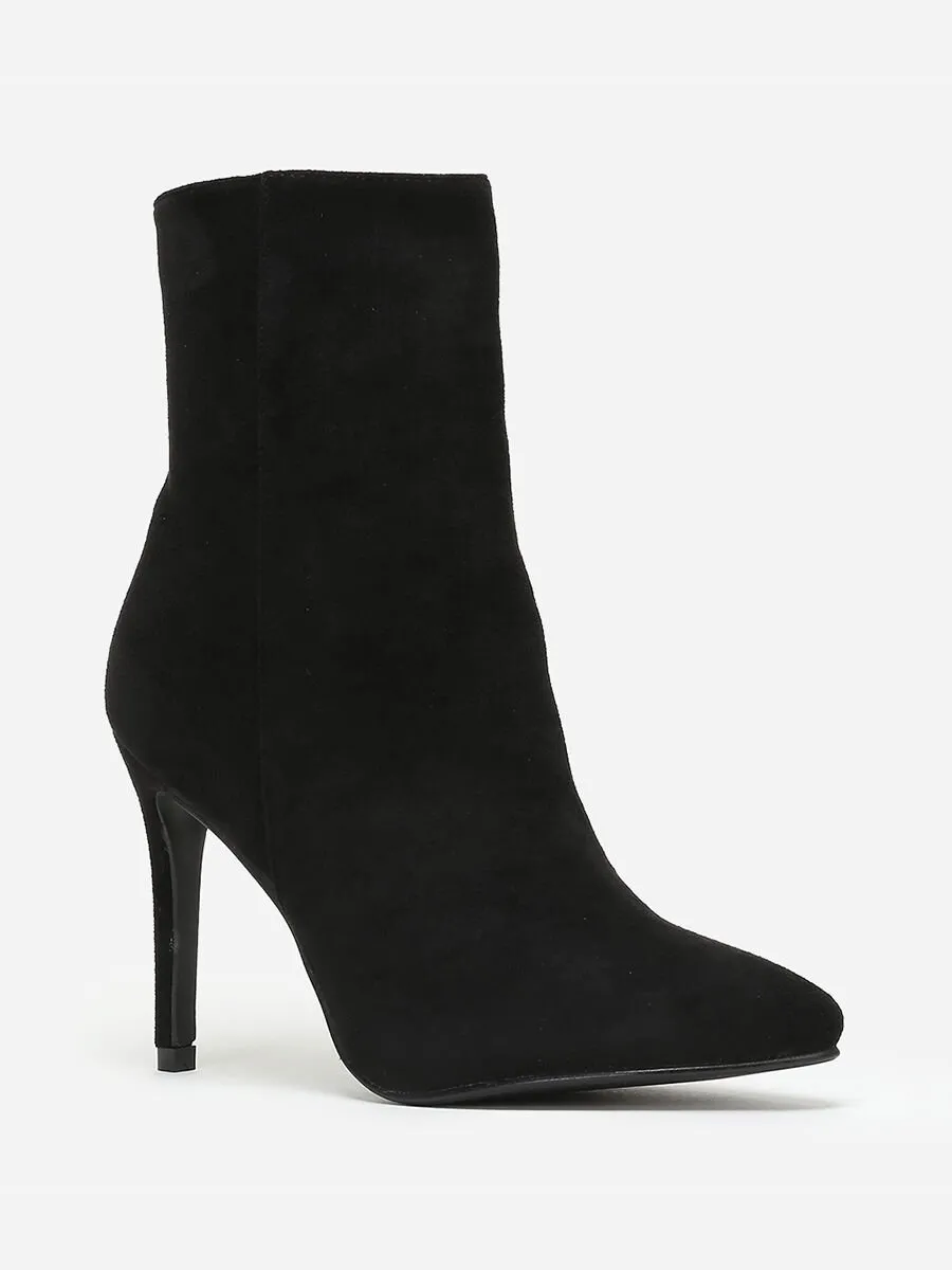 Bottines pointues à talon aiguille- Noir