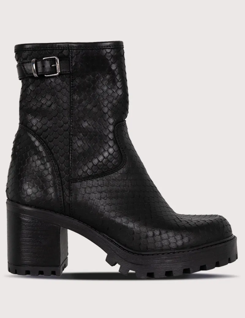 Bottines Talon Court Cuir Cilda Noir