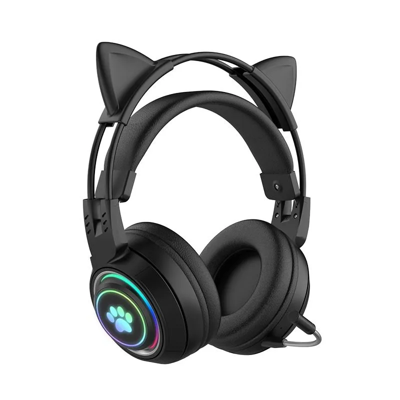 Casque Audio Bluetooth Sans Fil Oreilles De Chat RGB