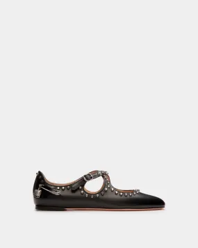 Chaussure À Talon Plat Ballyrina En Cuir Noir