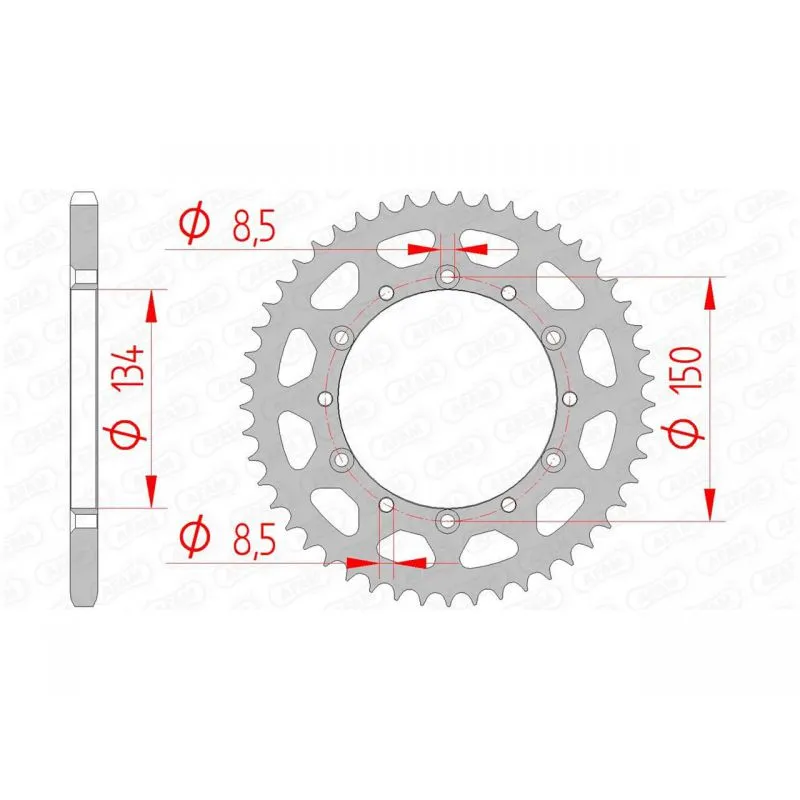 Couronne AFAM 48 dents acier pas 520 type 16204 Kawasaki