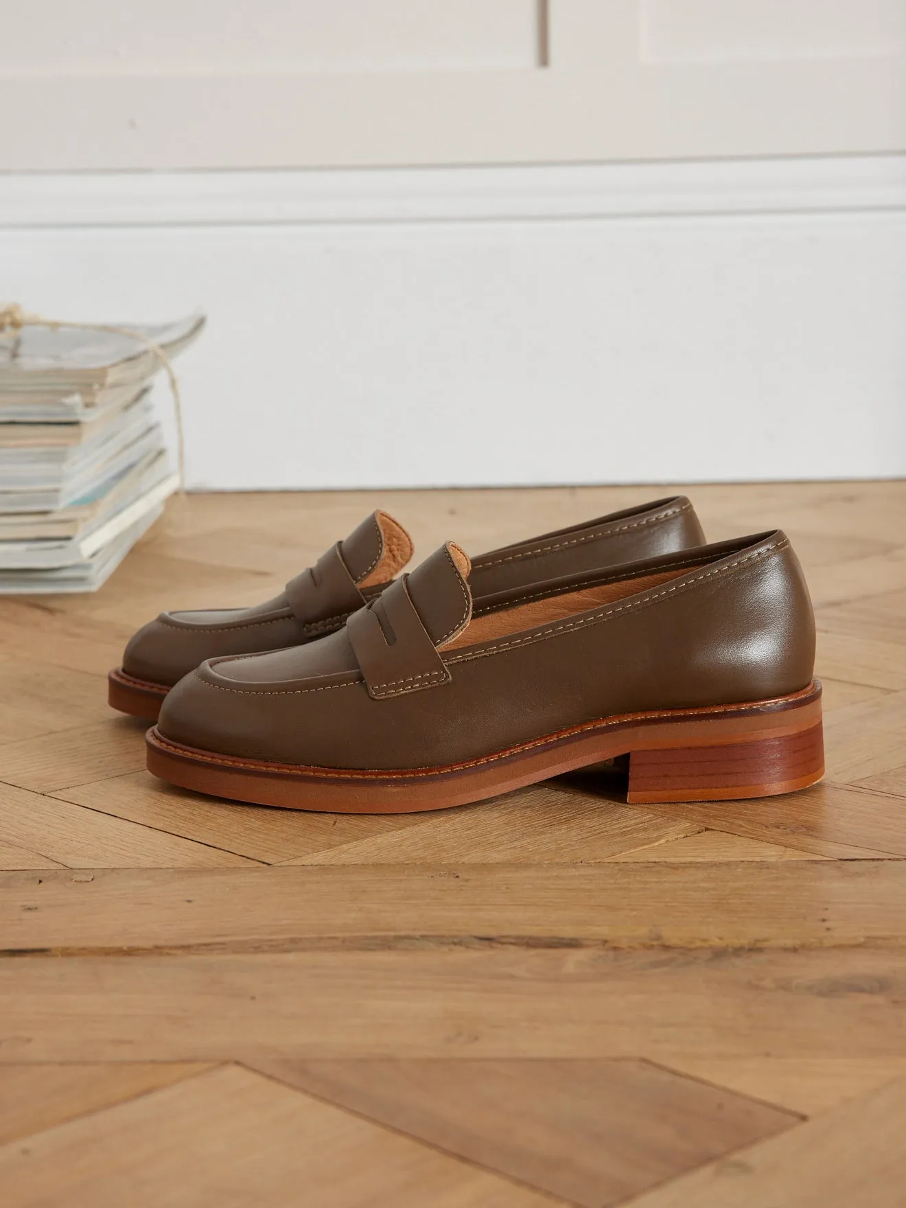 Derbies lacés à talon en cuir femme