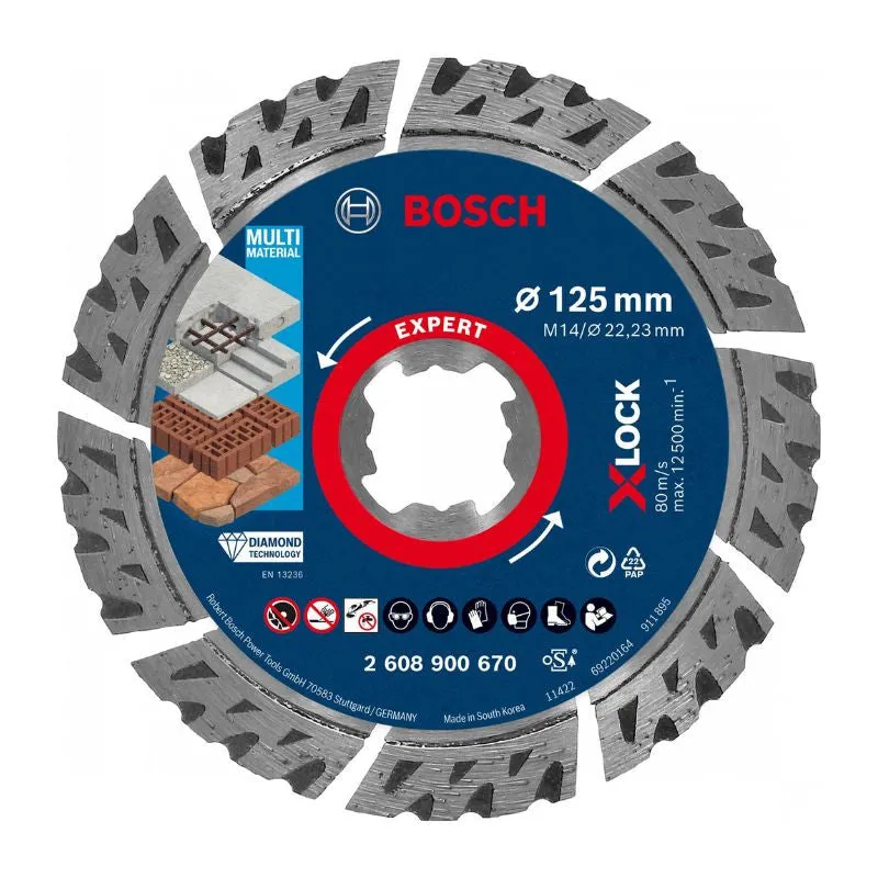 Disque à trononner BOSCH X-LOCK EXPERT - diamanté - MultiMaterial - 125 x 22,23 x 2,4 x 12mm
