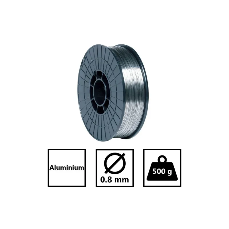 Fil a souder mig Aluminium 0.8mm-soudage MIG-MAG semi-automatique-Bobine fil aluminium de 500g-fil non fourré-Qualité Ag5