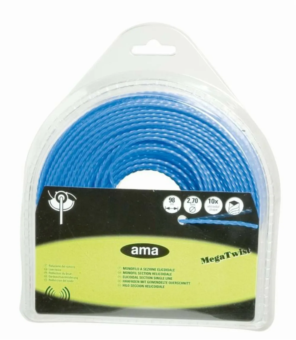 Fil de débroussailleuse - fil nylon de coupe - monofil section hélicoïdale ø 4mm x 41 mètres "megatwist"