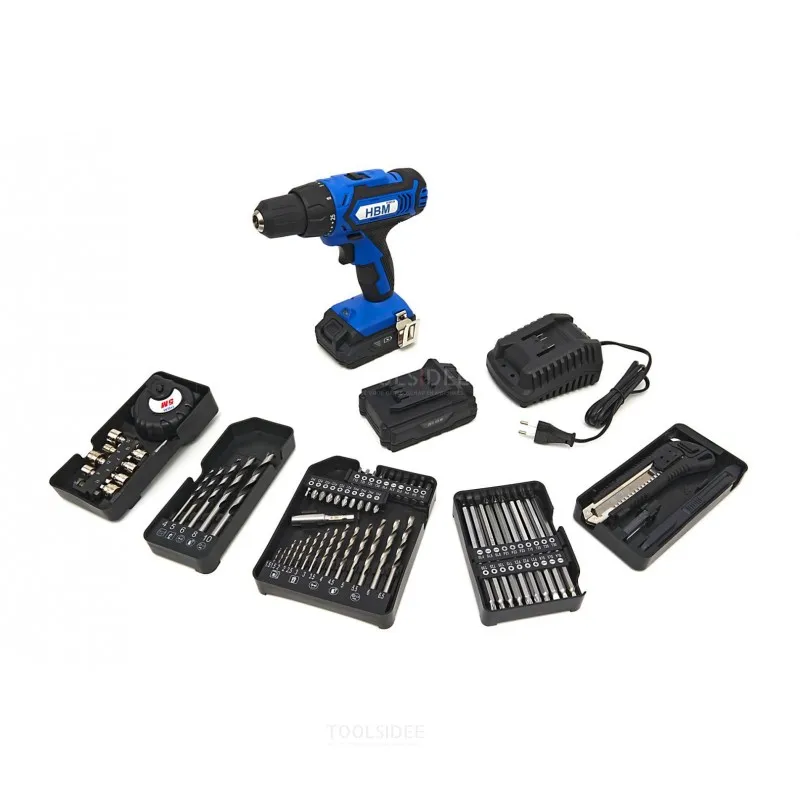 HBM Professional Perceuses fil 74 pièces 20 Volt