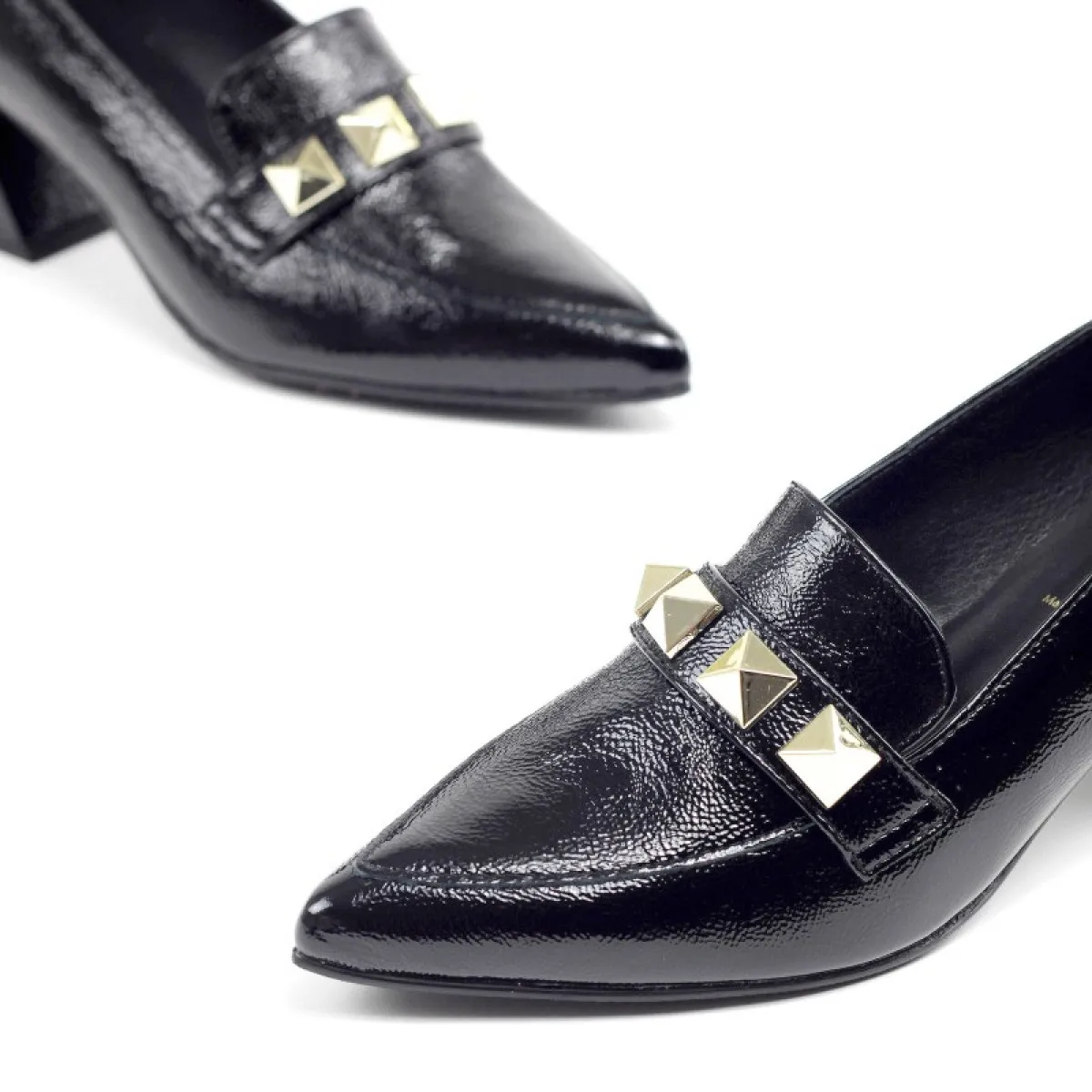 Mocassins en cuir à talon - Noir