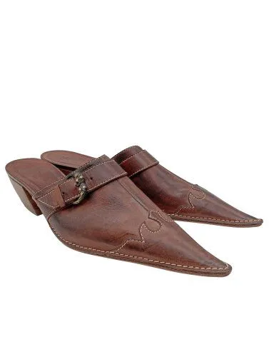 Mule à talon brun style décontracté