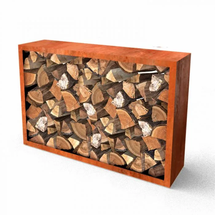 Range-bûches en Acier Corten - 150 x 38,5 x 100 cm | MarketOnWeb