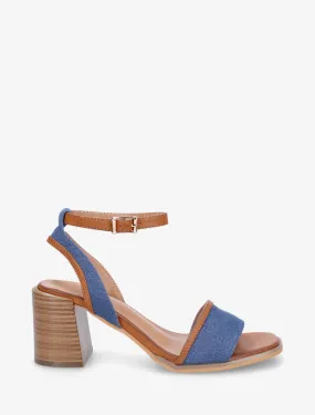 Sandales à talon en tissu effet denim