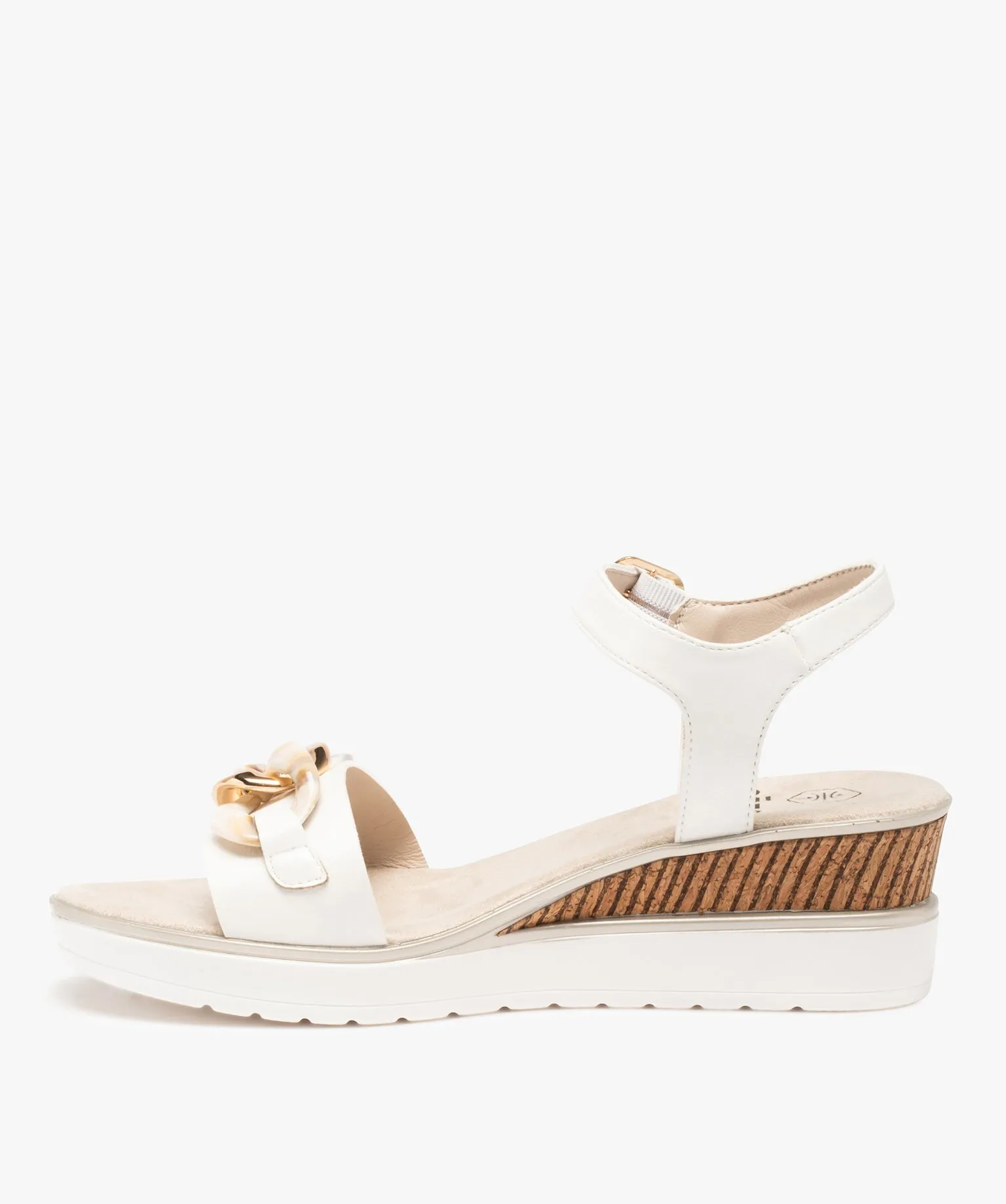 sandales femme a talon compense et maillons chaine blanc sandales a talon