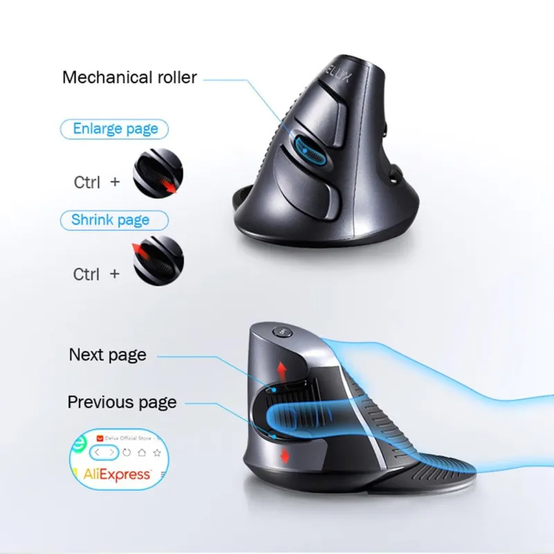 Souris Ergonomique Sans Fil 1600DPI Pour Confort Optimal