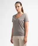 T-shirt col V fil lurex